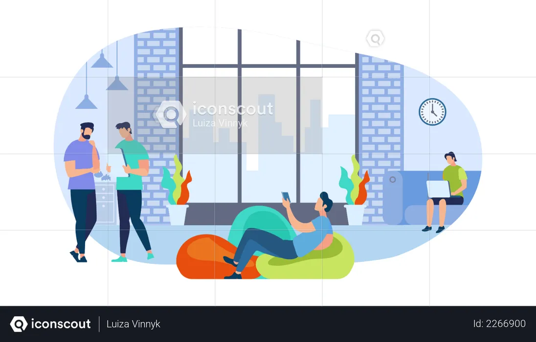 Business people relaxing and working  Illustration