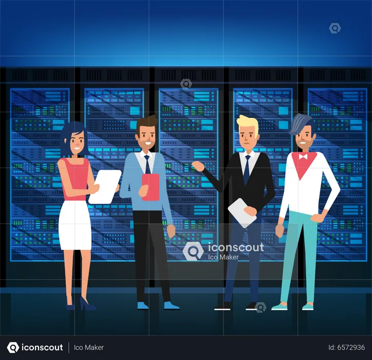 Business people research on data center  Illustration
