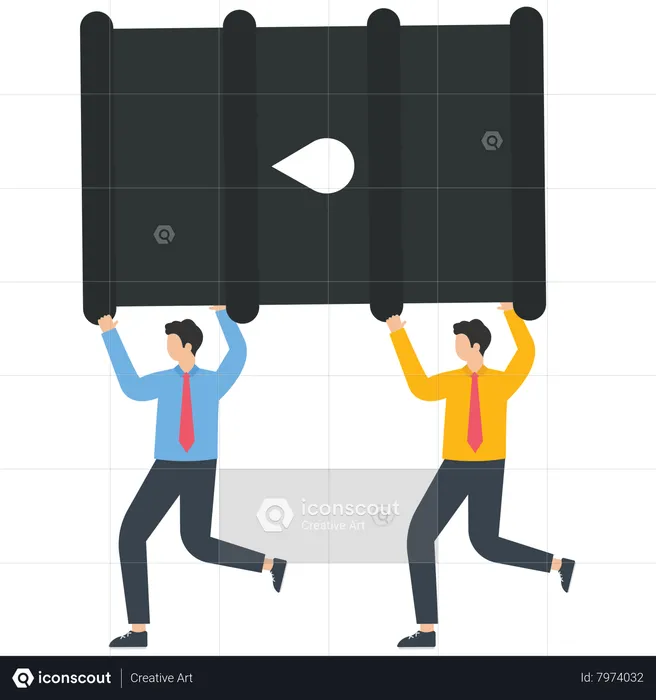 Business people run with a oil barrel  Illustration