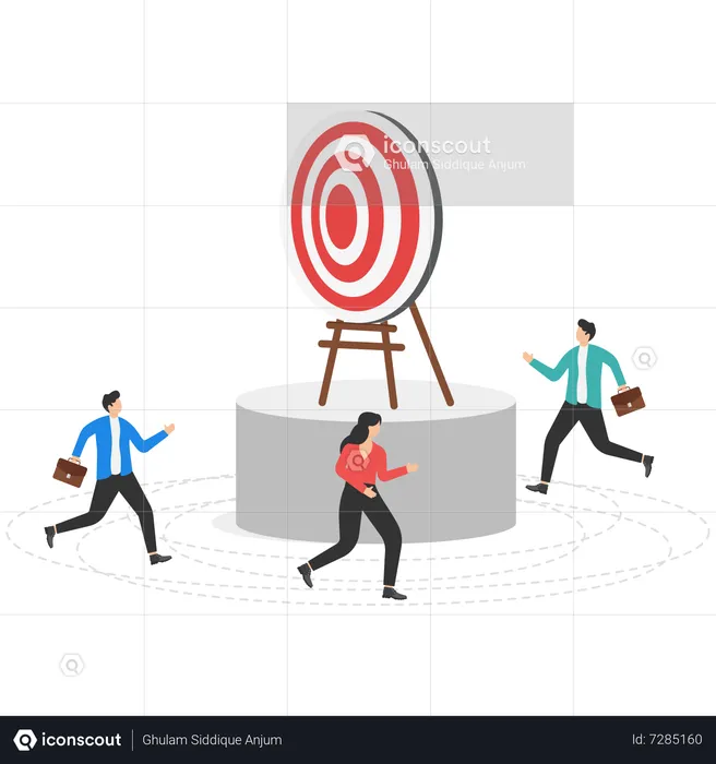 Business people running around the target  Illustration