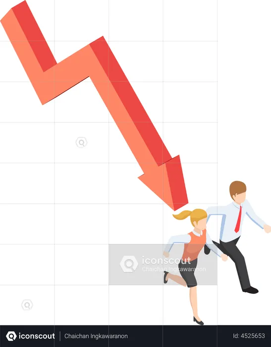 Business people running away from loss  Illustration