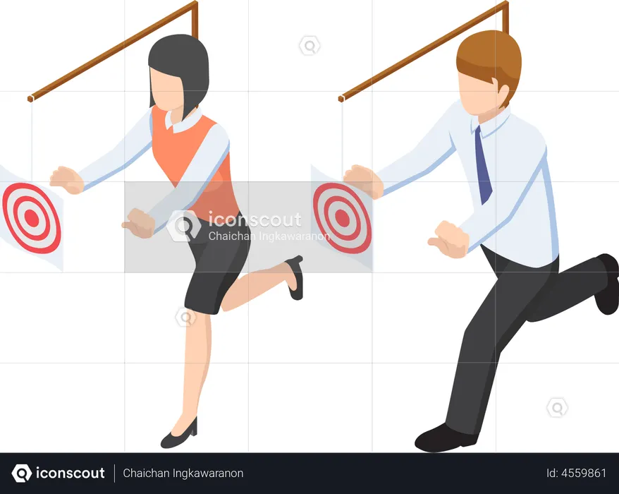 Business people running for target  Illustration