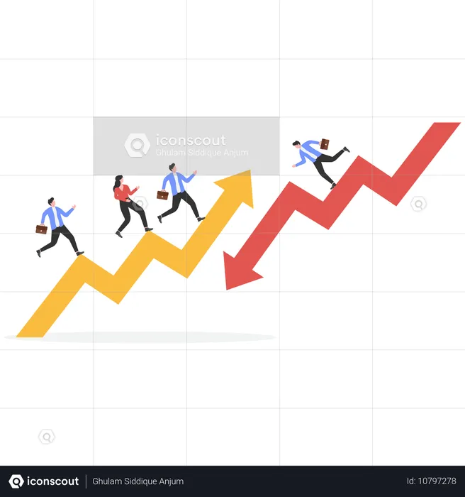 Business people running on growth chart  Illustration