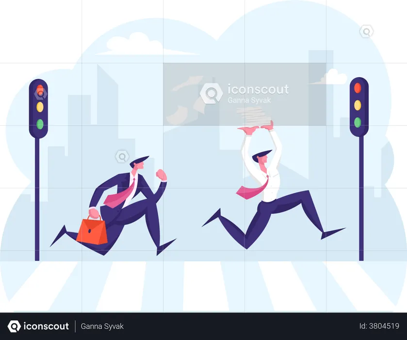 Business People Running to office  Illustration