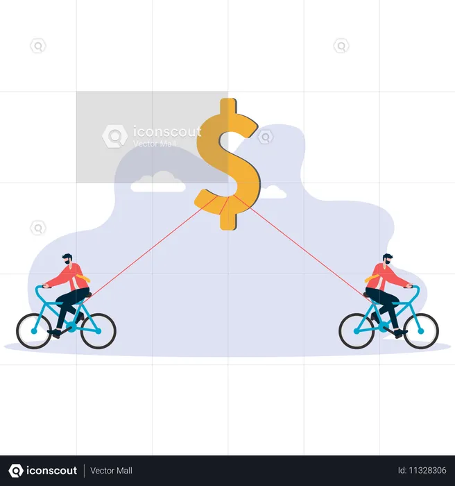 Business people rushing over money  Illustration