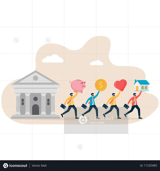 Business people saving their money  Illustration