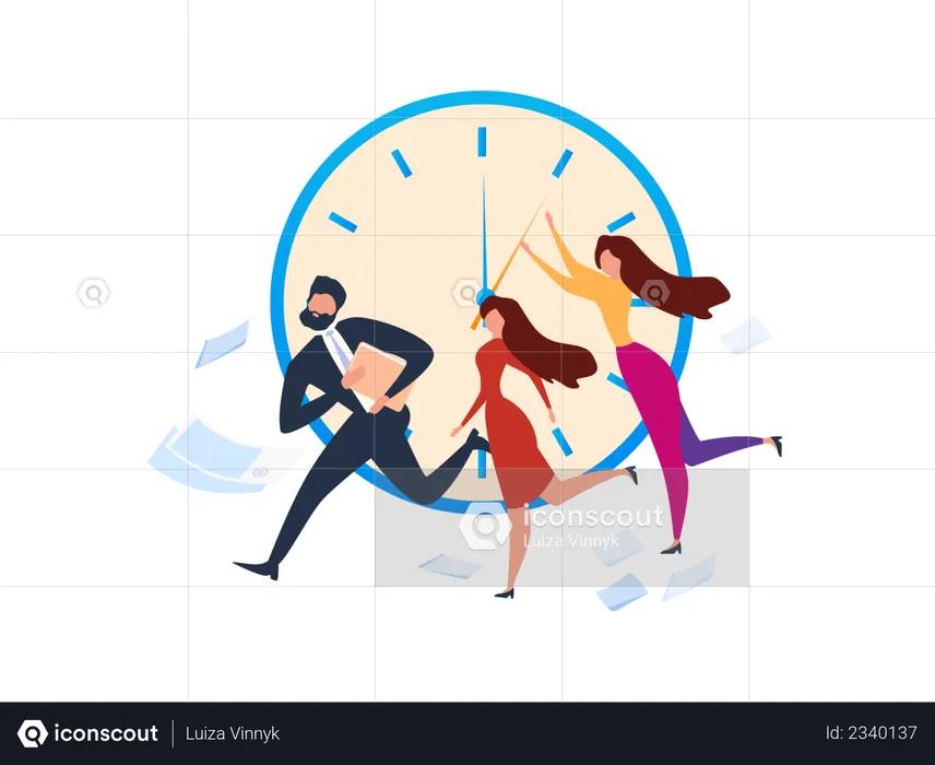 Business people scheduling work and managing time  Illustration