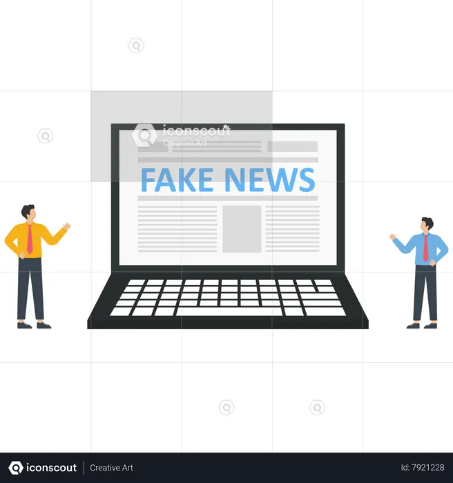 Business people see fake news from a laptop  Illustration