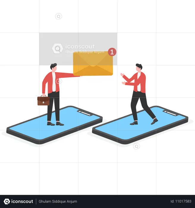 Business people sending business emails  Illustration