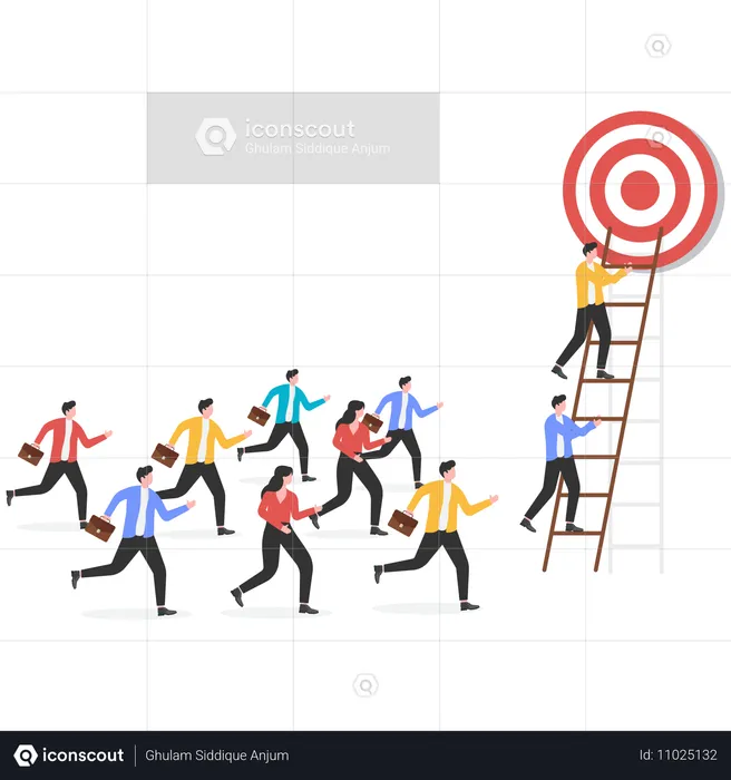 Business people sets up higher goals  Illustration