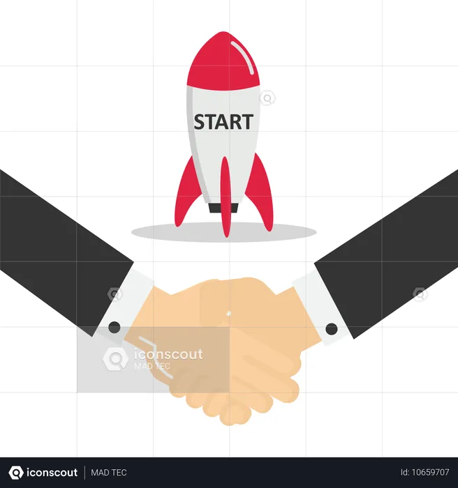 Business people shaking hand after business deal.  Illustration