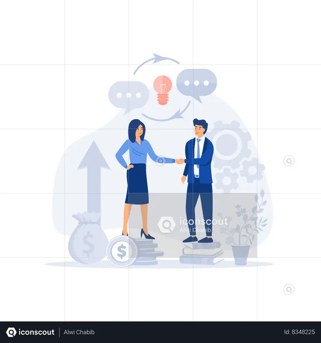 Business people shaking hands venture investment  Illustration