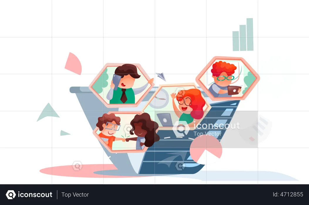 Business people showing joint teamwork  Illustration