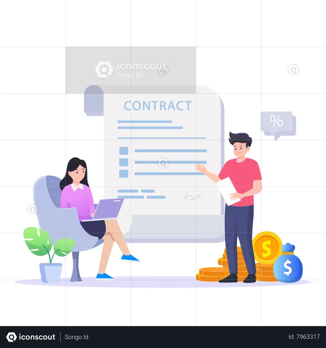 Business People Signing Business Contract  Illustration