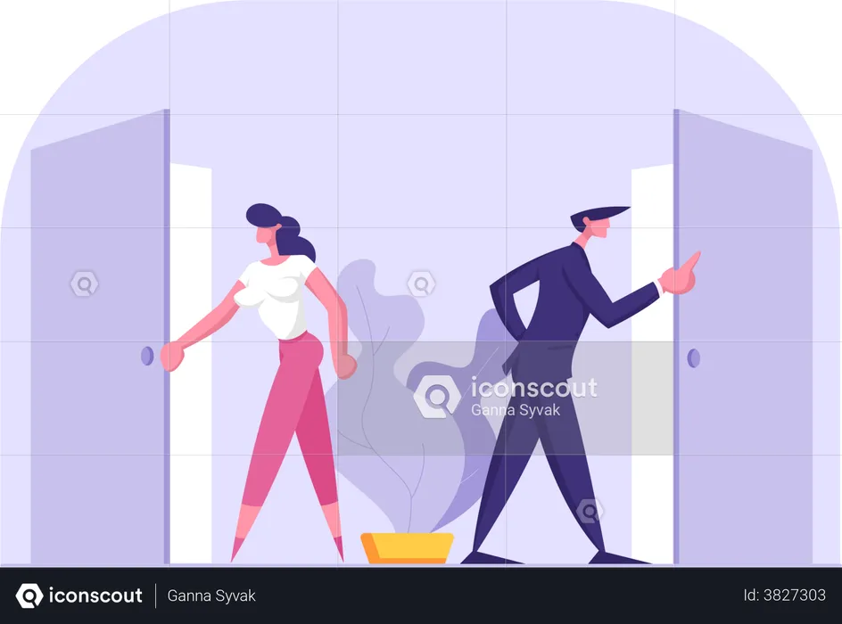 Business People Standing at Doors Entrance Looking Inside  Illustration