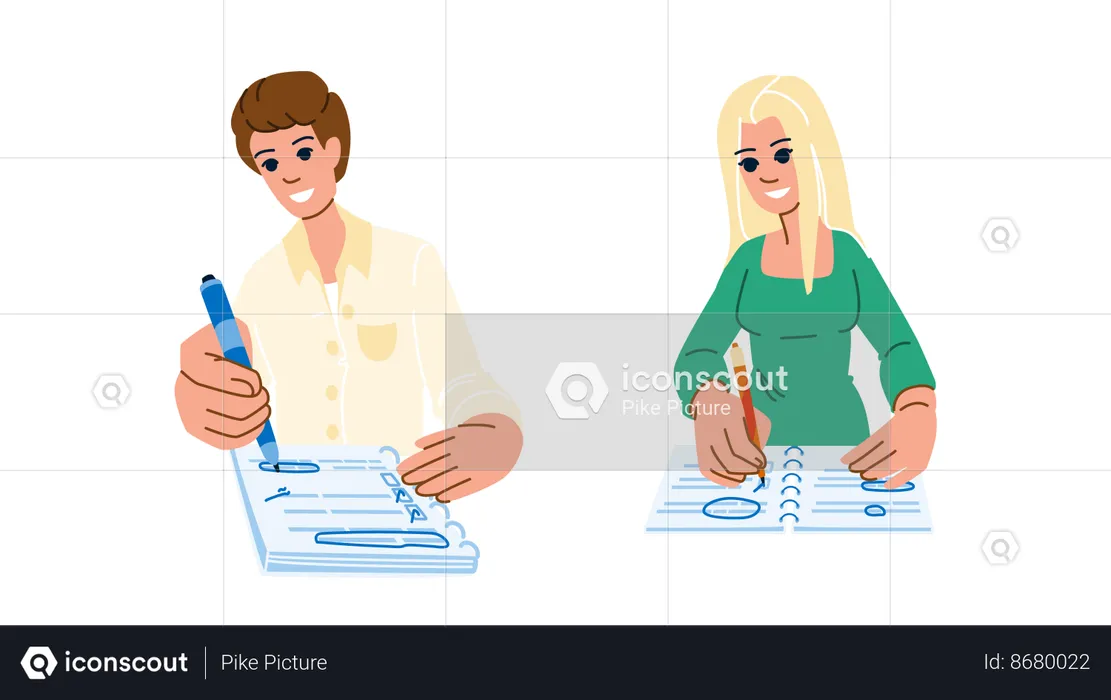 Business people taking notes  Illustration