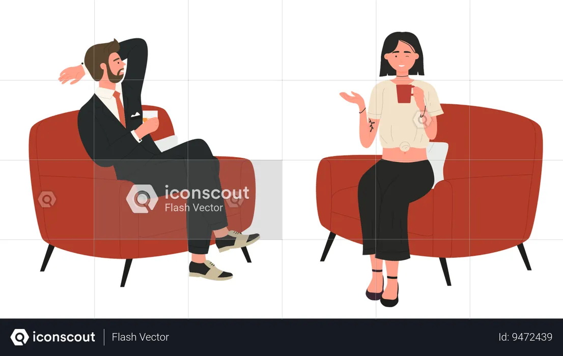 Business people talk and sitting in armchairs  Illustration