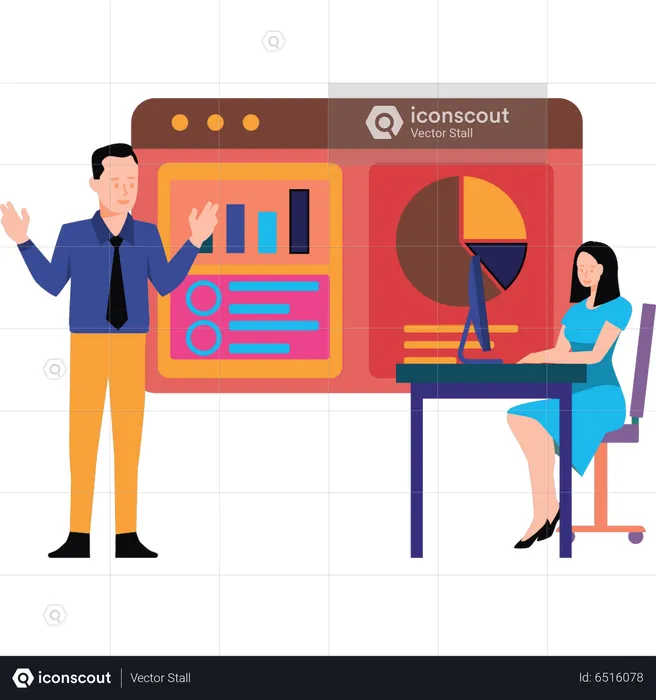 Business people talking about analysis chart  Illustration