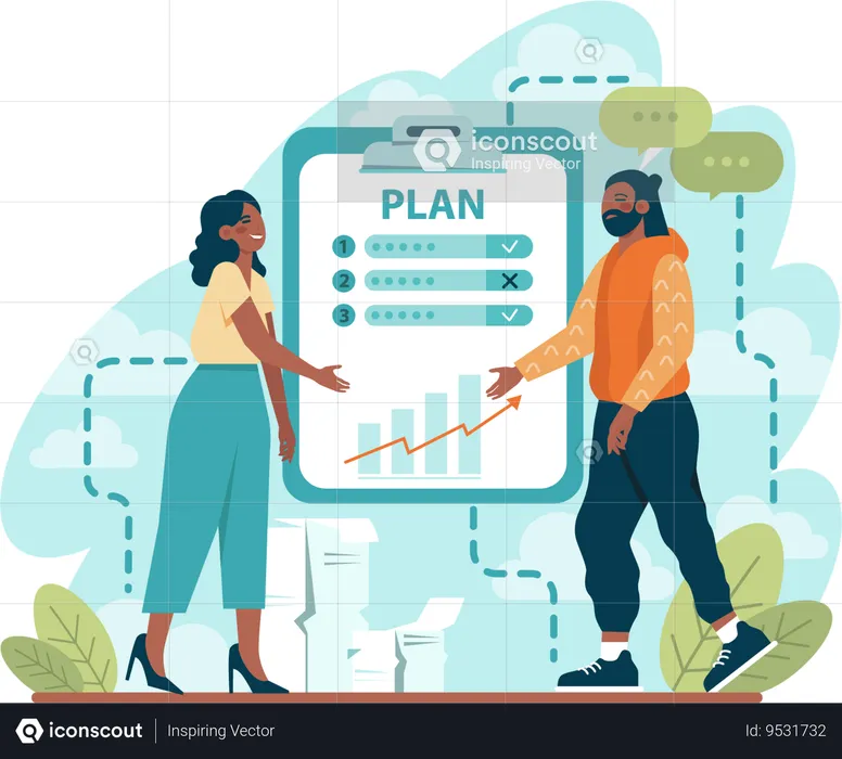 Business people talking about plan  Illustration