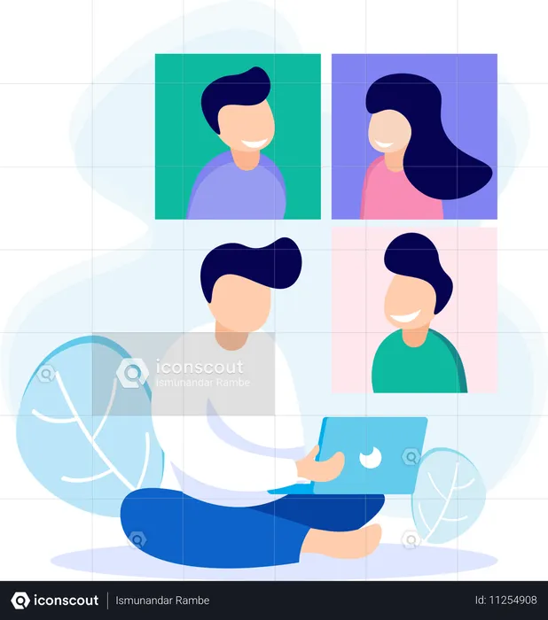 Business people Talking on Business Webinar  Illustration