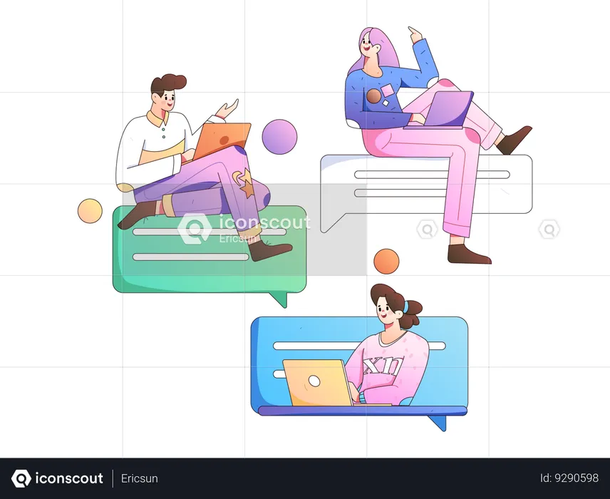 Business People talking online about business collaboration  Illustration