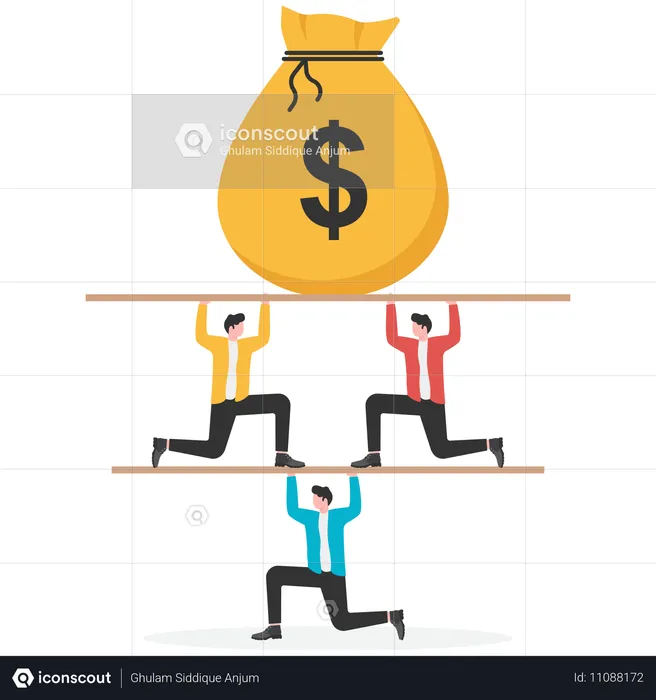 Business people team carrying leader and money  Illustration