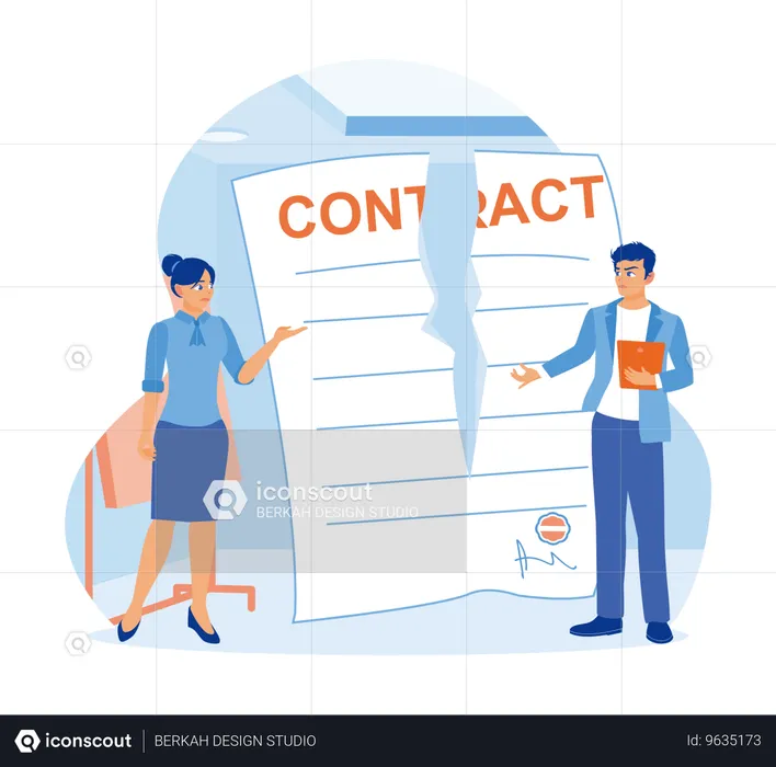 Business people terminate contractual agreements  Illustration