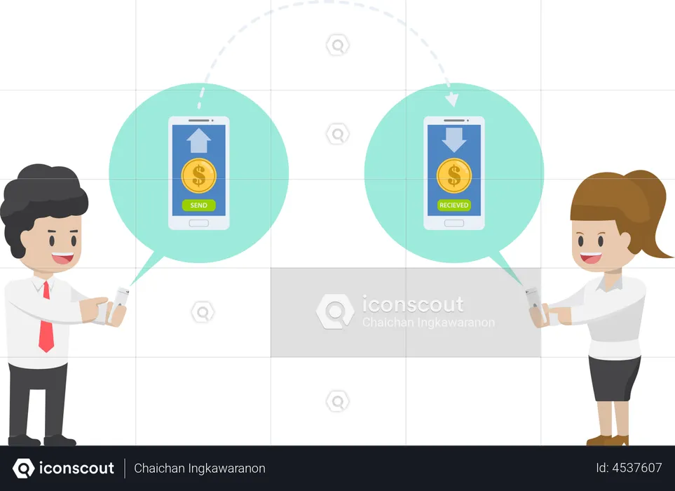 Business people transferring money online  Illustration