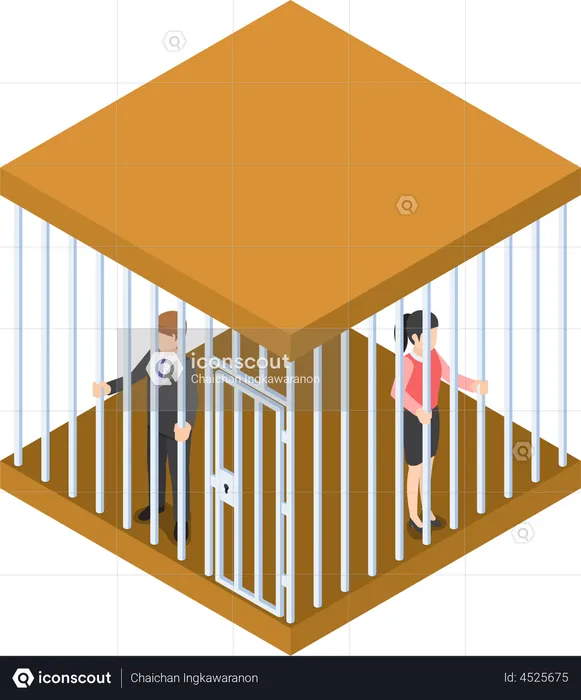 Business people trapped in the cage  Illustration
