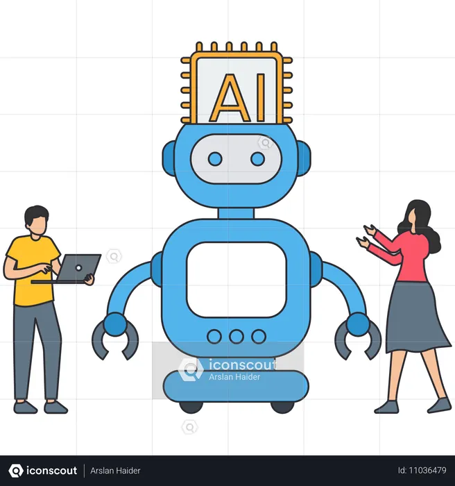 Business people using ai bot  Illustration