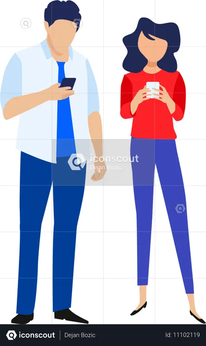 Business People Using Smartphone  Illustration