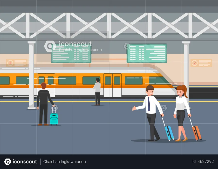 Business people using train transportation  Illustration