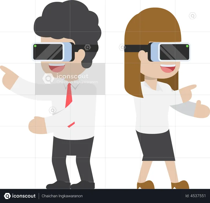Business people using VR technology  Illustration
