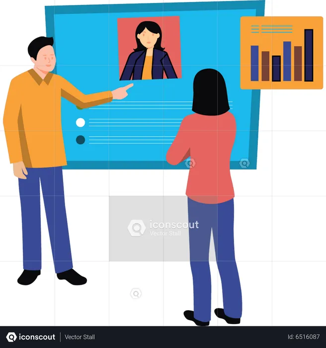Business people viewing profile details  Illustration