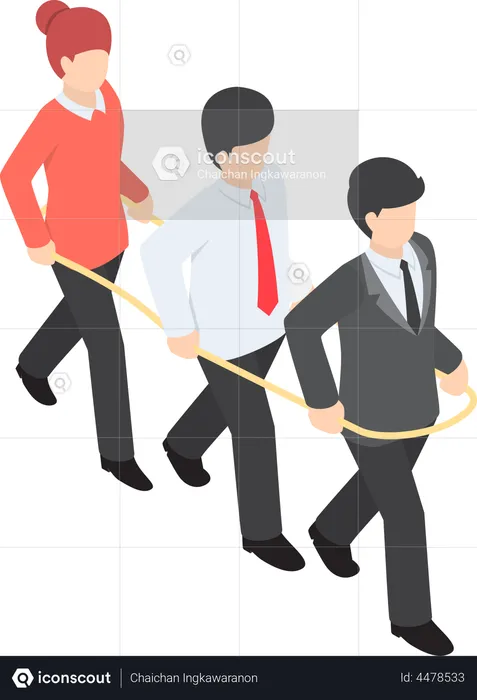 Business people walking forward together inside the rope  Illustration