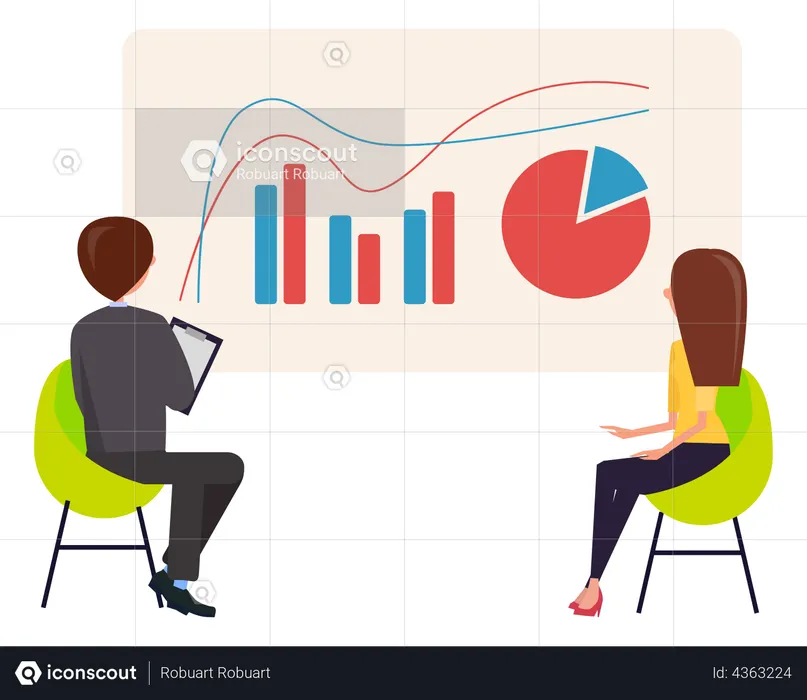 Business people watching data analytics  Illustration