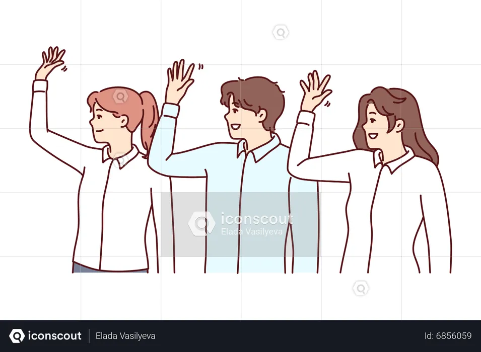 Business people waving hands  Illustration