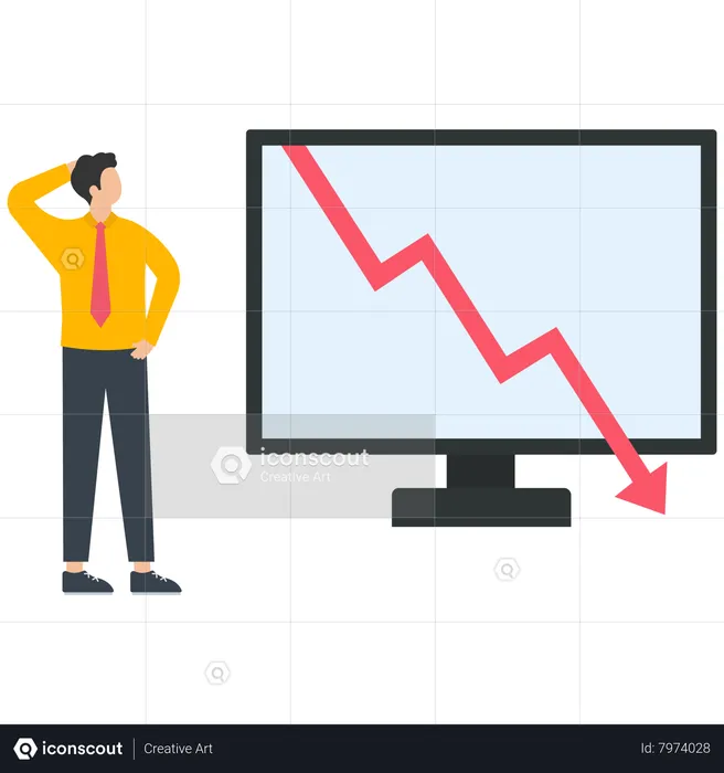 Business people with a stock market graph go down  Illustration