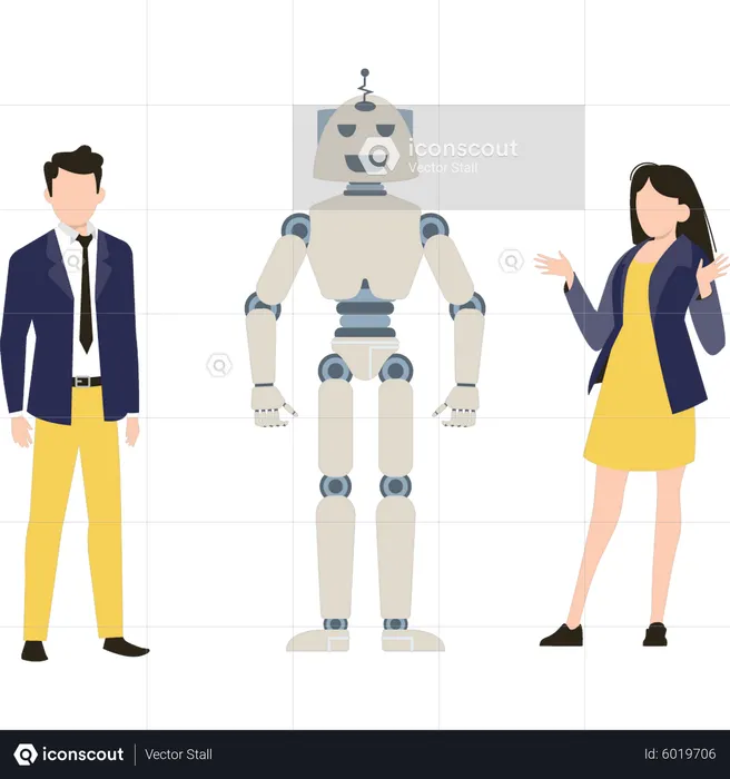 Business People with Ai Robot  Illustration