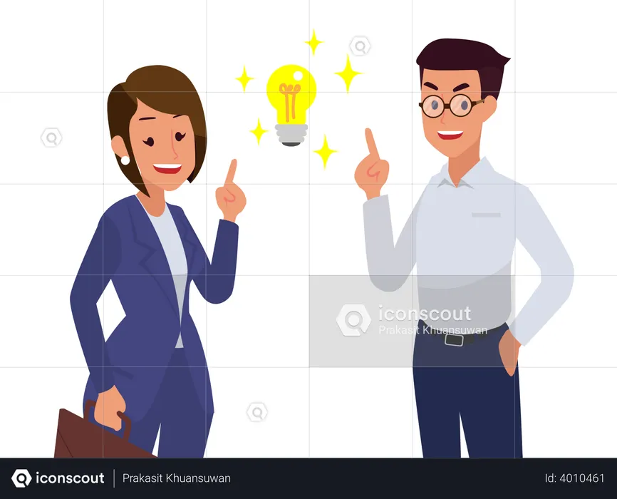 Business people with business idea  Illustration