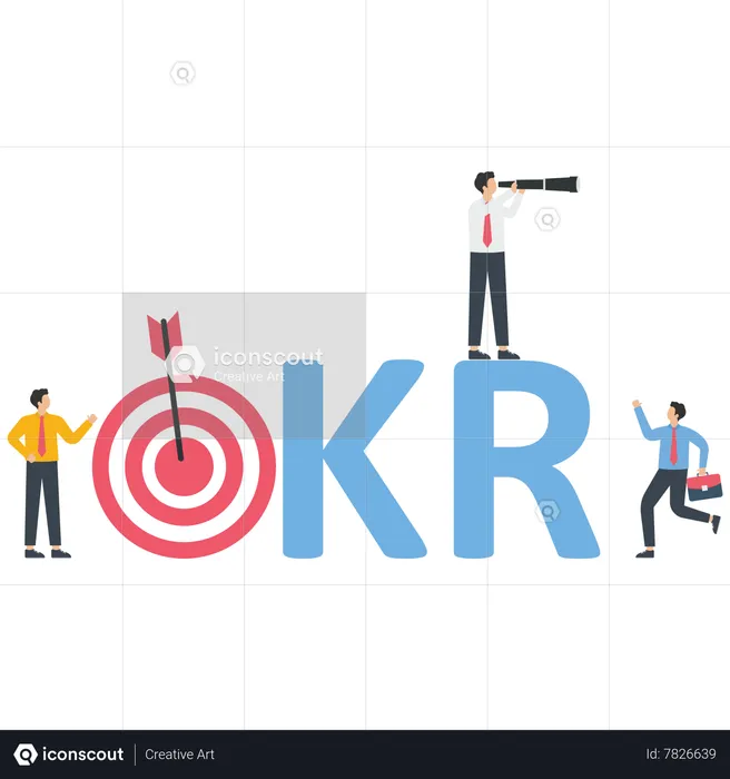 Business people with OKR target  Illustration