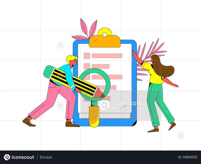 Business people with pencil and checklist clipboard  Illustration