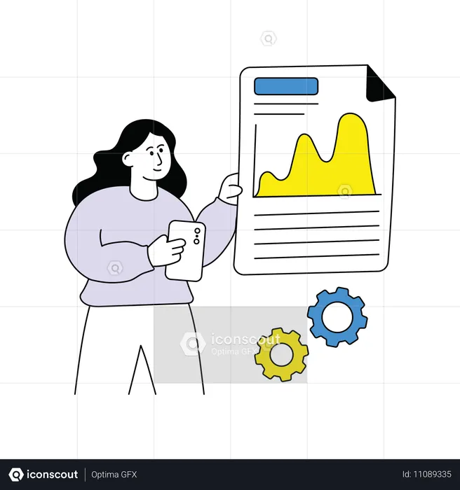 Business People with Business Report  Illustration