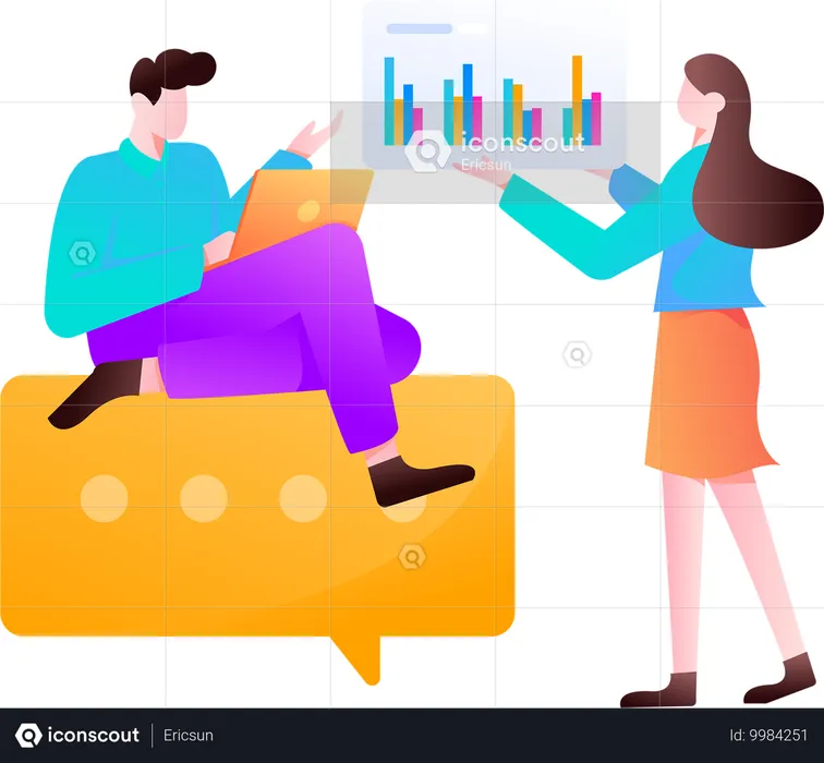 Business people work on analysis page  Illustration