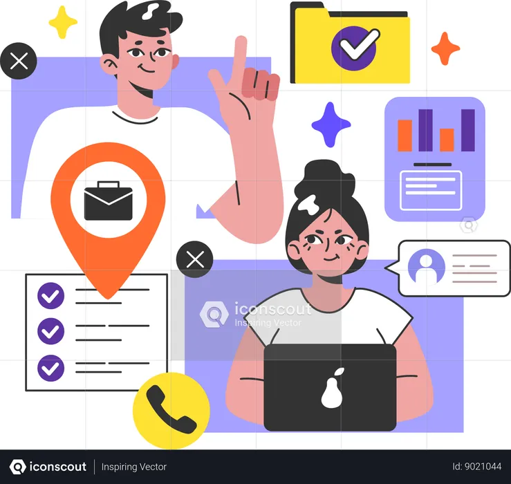Business people working as team  Illustration