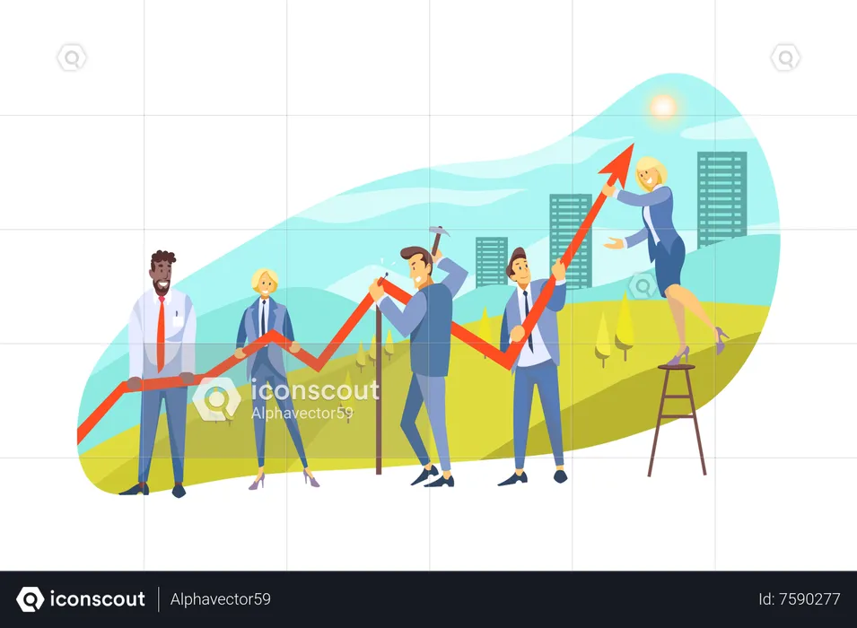 Business people working for business growth  Illustration