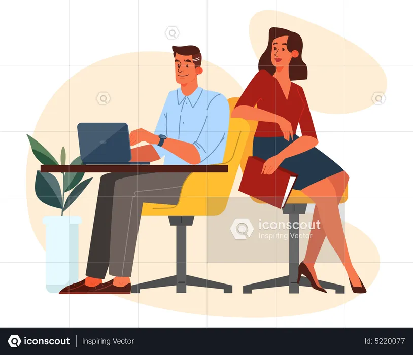 Business people working in office  Illustration