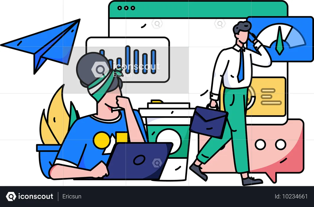 Business people working in office  Illustration