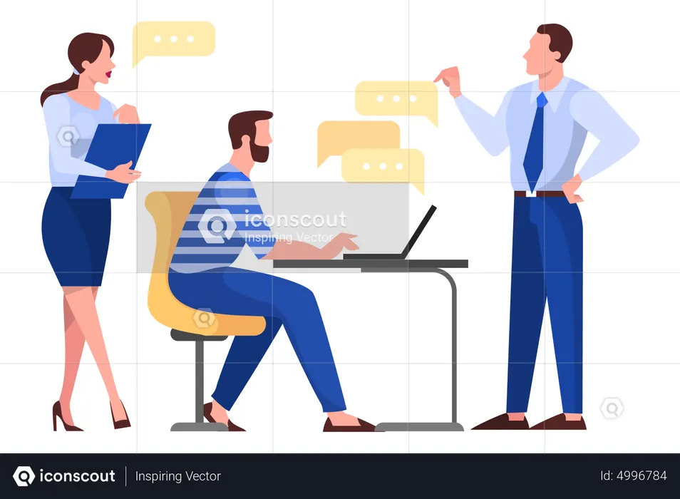 Business people working in office  Illustration