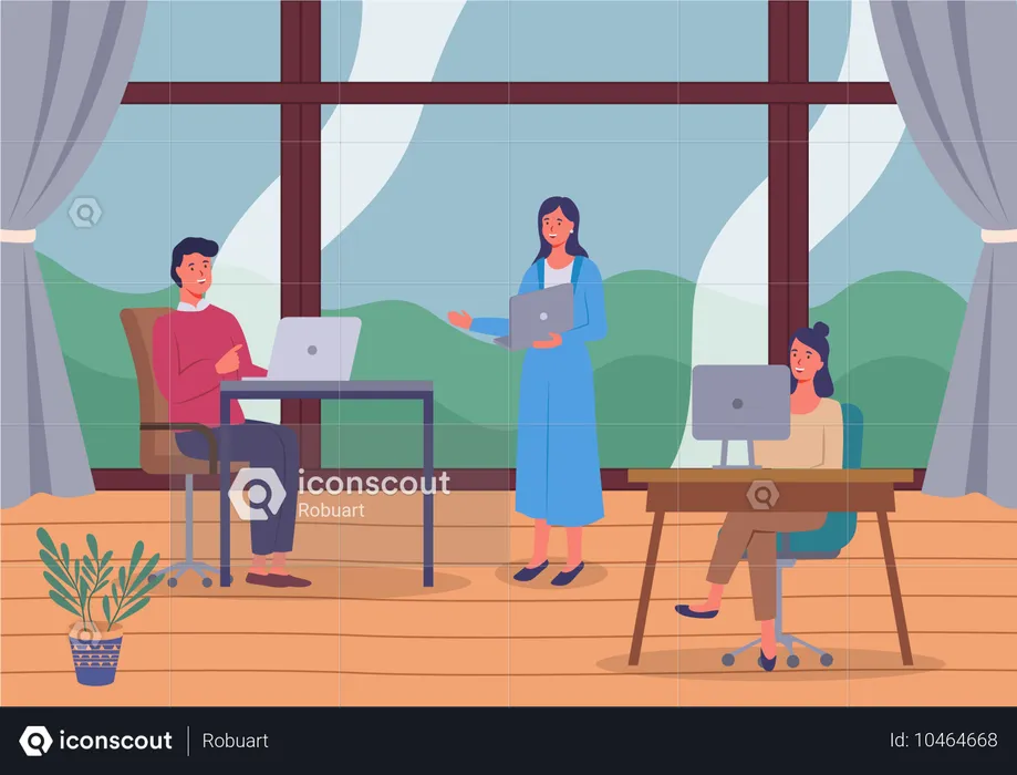 Business people working in office  Illustration